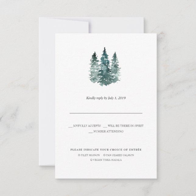 Anúncio RSVP de Casamento Minimalista Rustic | Pinheiros A (Frente)