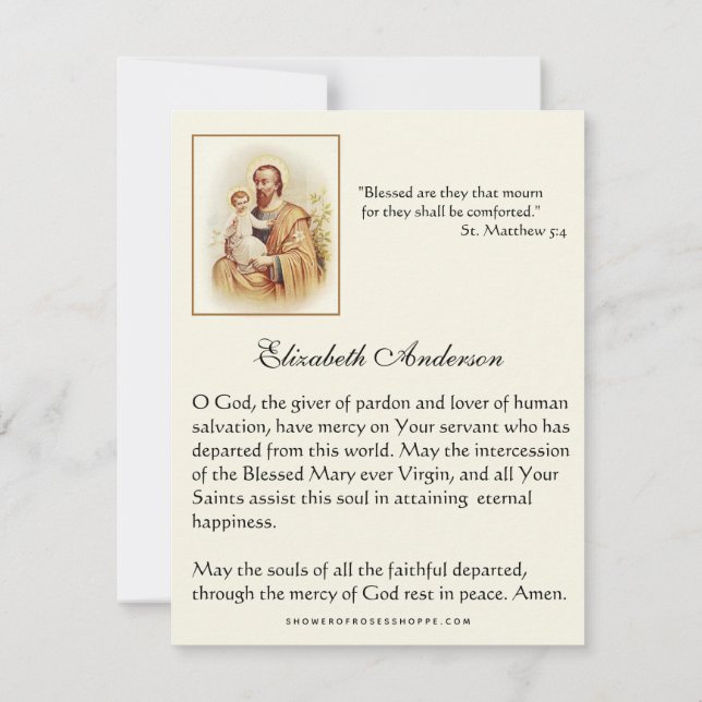 Anúncio Rua Funeral Católica. Joseph Oração Religiosa (Verso)