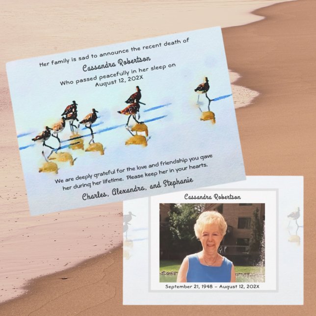 Anúncio Running Sandpipers Notice of Death Announcement (Criador carregado)