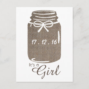 Anúncio Rustic Burlap Mason Jar Baby Girl