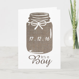Anúncio Rustic Burlap Mason Jar New Baby Boy