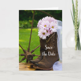 Anúncio Rustic Daisies Cowboy Boots Casamento Salve Data