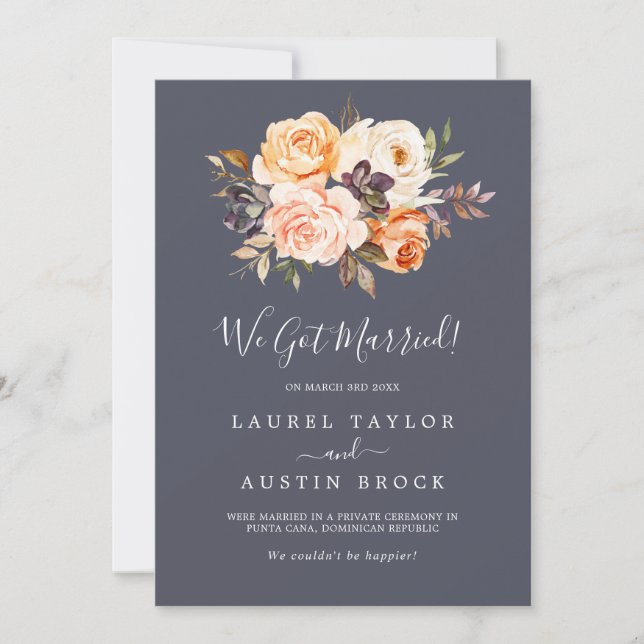 Anúncio Rustic Earth Florals Purple Elopement Announment (Frente)