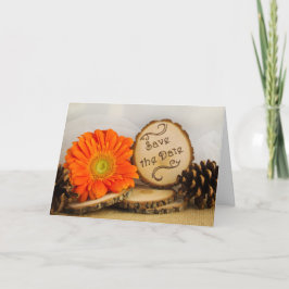 Anúncio Rustic Orange Daisy Woodland Casamento Salve a Dat