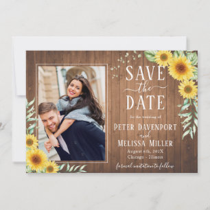 Anúncio Rustic Sunflower Weding Photo Save the Date (Foto 