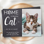 Anúncio Rustic Weve Moved New Address Pet Photo Cat Moving<br><div class="desc">Home is Where The Cat Is ... and the cat moved! Let your best friend announce your move with this cute and funny custom pet photo cat moving announcement card in a rustic chalkboard slate design with paw print. Personalize with your favorite cat photo, names and your new address. This...</div>
