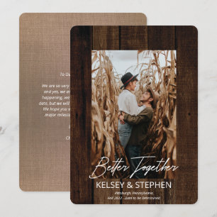 Anúncio  Rústica Faux Wood Melhor Junto Noivado Fotográf