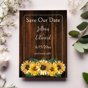 Anúncio Rústico Girassol Salvar Data