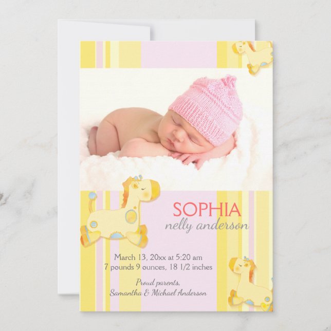 Anúncio Safari Giraffe Bebê Foto Nascimento (Frente)