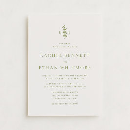Anúncio Sage Green Botanical Monogram Wedding Invitation