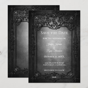 Anúncio Salvamento de data de casamento Dark Gothic Hallow