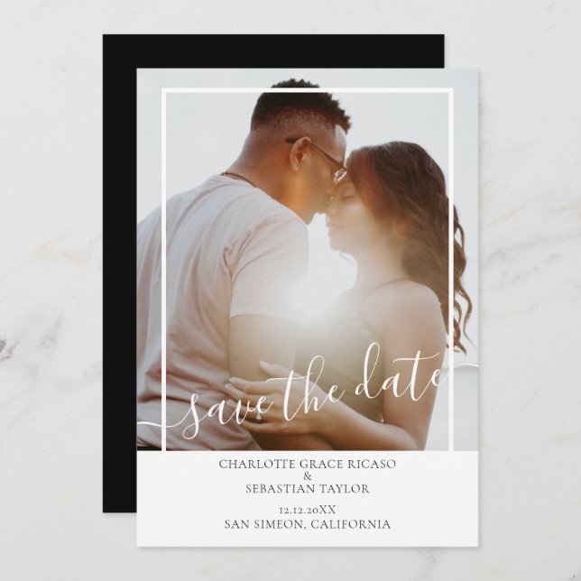 Anúncio Salvar A Data Foto Personalizada Moderna (Frente/Verso)