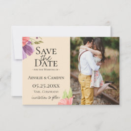 Anúncio Salvar data de casamento com foto floral tênue