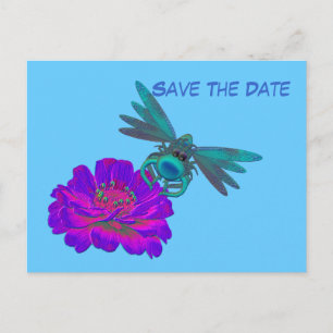 Anúncio Salvar O Dragonfly De Data No Cartão Postal Flor