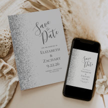 Salve a Data Brilho Prata Cinza Pálido Moderno