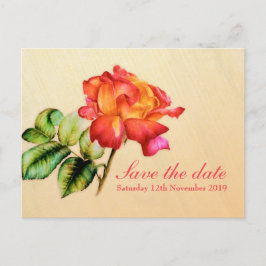Anúncio Salve a data cartão postal arte de rosa do chá