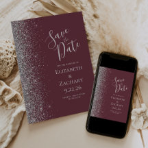 Salve a Data em Glitter Prateado Burgundy Escuro M
