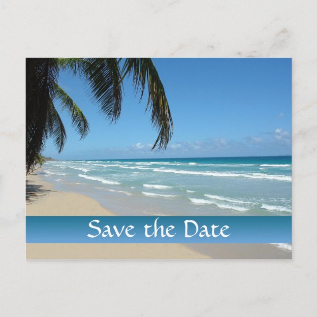 Anúncio Salve o Cartão postal da cena da praia de data (Frente)