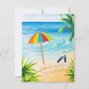 Anúncio Sandy Beach Palm Trees que mudamos para a Flórida