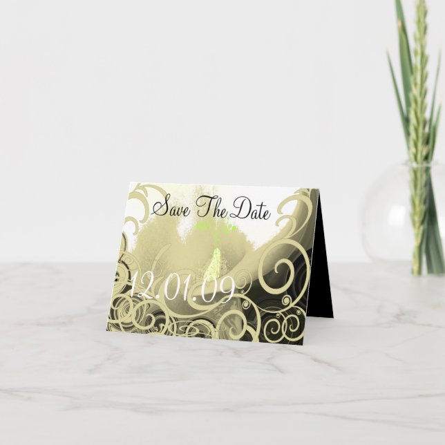 Anúncio Save the Date Cala Lily - Tan and Green (Frente)
