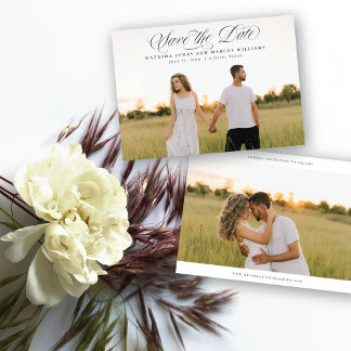 Anúncio Save The Date Classic Script Full Bleed Wedding