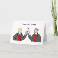 Save the Date Two Grooms Cartoon