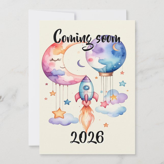 Anúncio Schwangerschaft verkünden Aquarell Heißluftballon  (Frente)