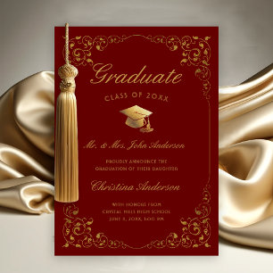 Anúncio Script Dourado De Boné De Ivy Dos Pais Da Gradua