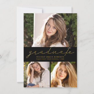 Anúncio Script Dourado Moderno de Colagem de 3 Fotos de Gr