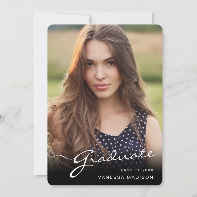 Anúncio Script Elegante do Formando Moderno | Foto Trendy (Frente)