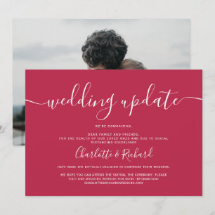 Anúncio Script magenta e branco foto de casamento reduzido