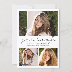 Anúncio Script Moderno de Graduação 3-Photo Collage Easy D