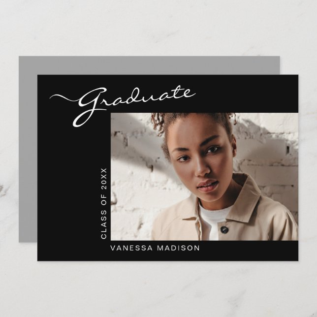 Anúncio Script Moderno Elegante | Graduação de fotos (Frente/Verso)