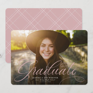 Anúncio Script simples graduado dourado rosa graduação