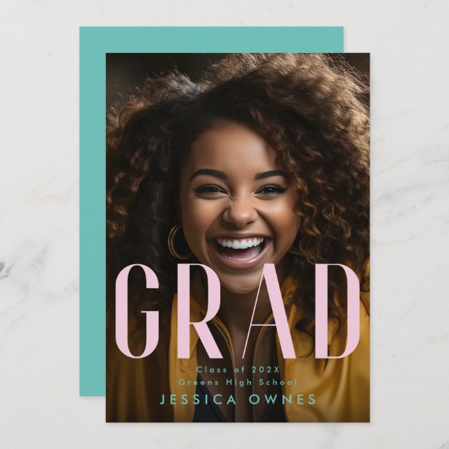 Anúncio Segundo grau Verde Paisagem Rosa Classe 2024 Foto (Frente/Verso)