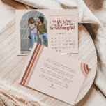 Anúncio Seja Minha Coluna De Ponta | Foto e calendário<br><div class="desc">Você será minha dama de honra, madrinha de casamento, dama de honra ou carta de casamento de garotas de flores que fará suas garotas sorrir e deixá-las com uma lembrança que elas vão gostar por muitos anos! Apresentando fundo cor-de-rosa pincelado, toques de terra cotta e faces de tendência. Mova o...</div>
