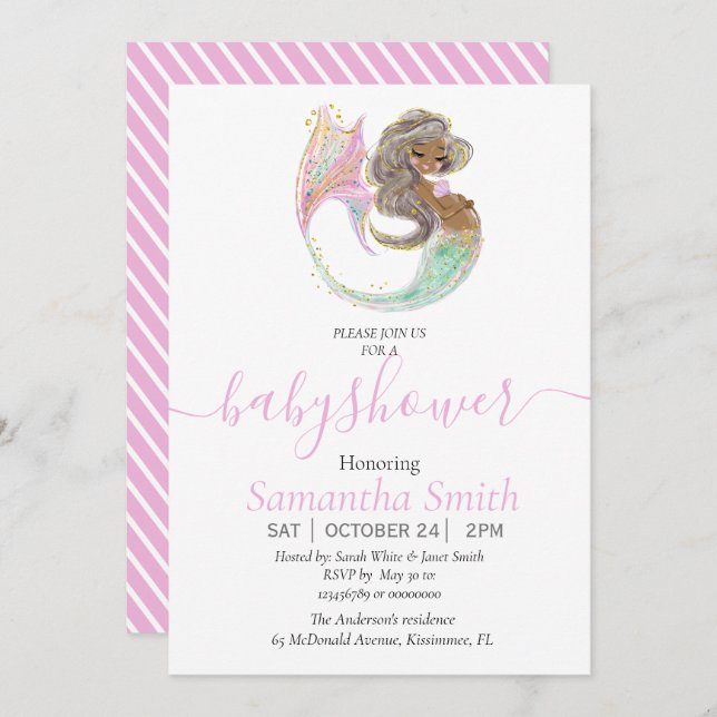 Anúncio Sereia Futuro Chá de fraldas da Mãe. Sob O Mar. (Frente/Verso)