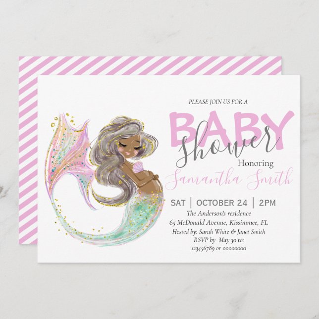 Anúncio Sereia Futuro Chá de fraldas da Mãe. Sob O Mar. (Frente/Verso)