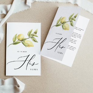 Anúncio Seu Vows Yellow Lemon Weding Vows Card