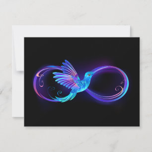Anúncio Símbolo de Infinito Neon com Beija-flor Brilhante