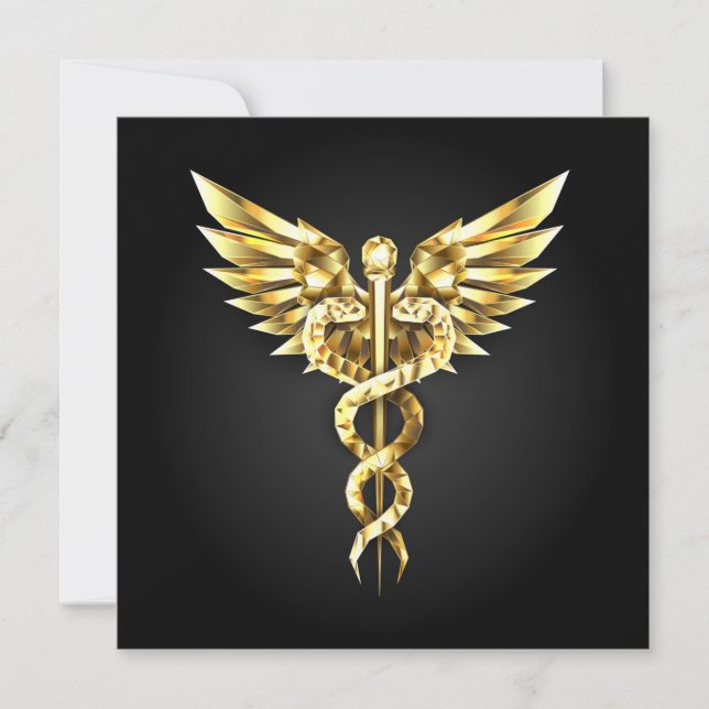 Anúncio Símbolo Poligonal Dourado Caduceu (Frente)