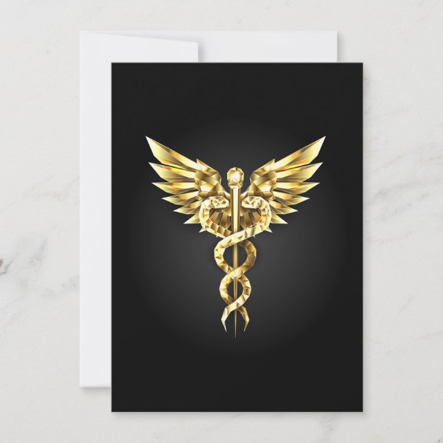 Anúncio Símbolo Poligonal Dourado Caduceu (Frente)
