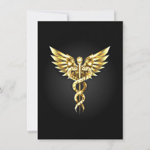 Anúncio Símbolo Poligonal Dourado Caduceu