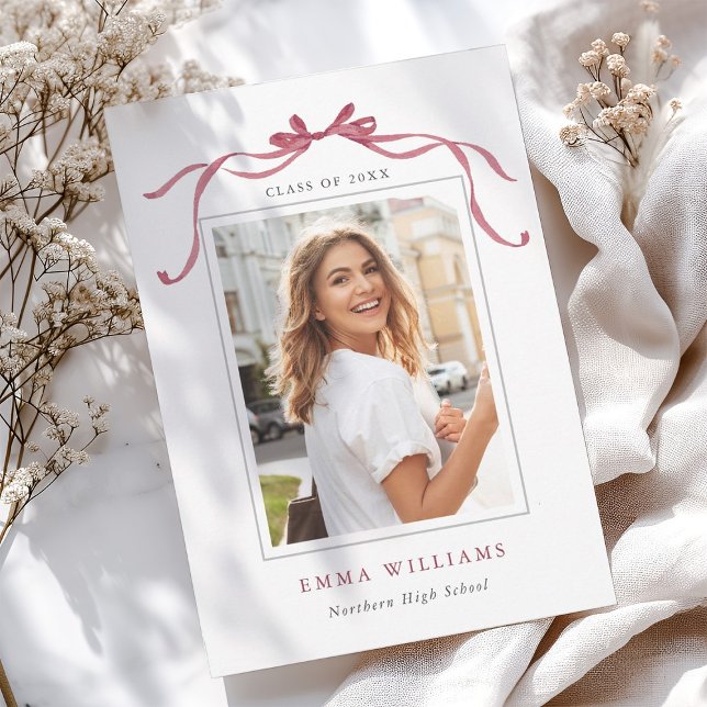 Anúncio Simple Deep Blush Ribbon Bow Graduation  (Criador carregado)