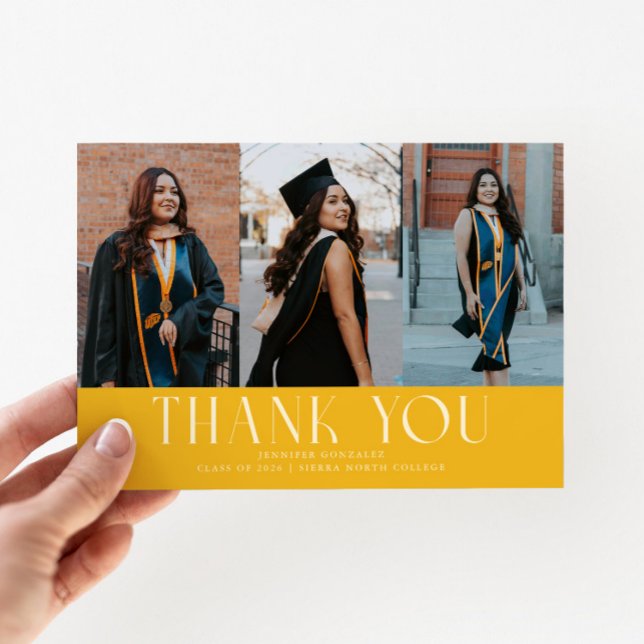 Anúncio Simples Agradecimento Graduação Amarela Multi Foto (Criador carregado)