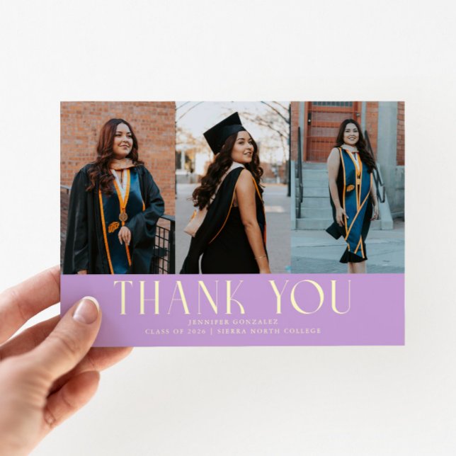 Anúncio Simples Agradecimento Wisteria Grad Multi Foto (Criador carregado)