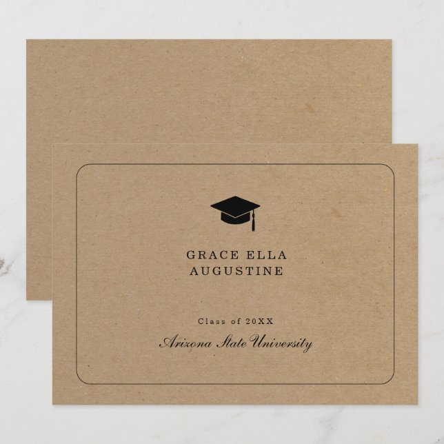 Anúncio Simples de Formatura - Fundo Kraft (Frente/Verso)