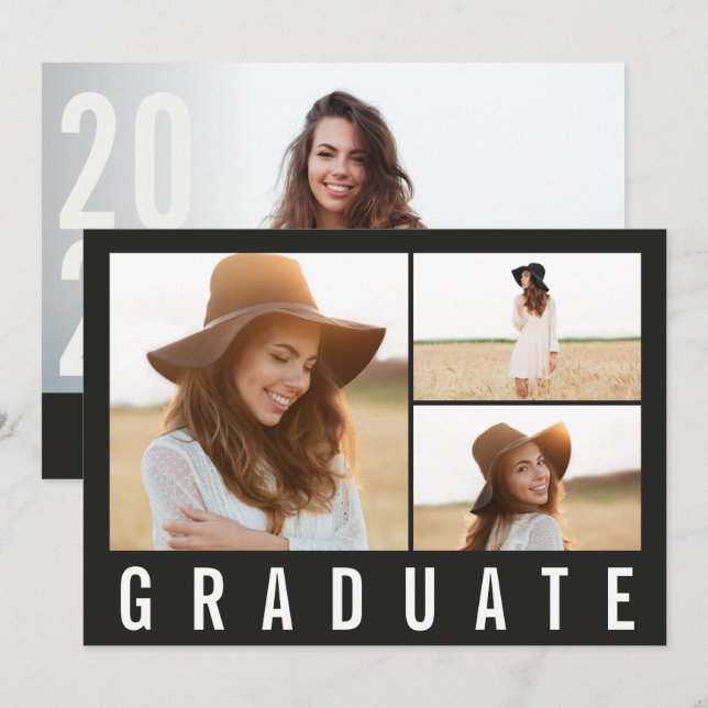 Anúncio Simples e moderna graduação de 3 fotos simples chi (Frente/Verso)