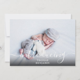 Anúncio Simples Introdução ao Script Boy Blue Photo Birth