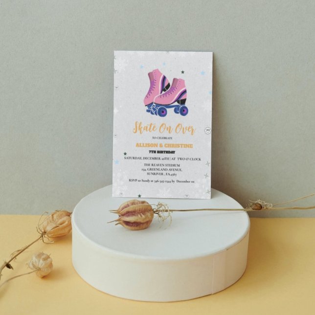 Anúncio Skate de Aniversário do Ice Skating Twating Winter (Criador carregado)